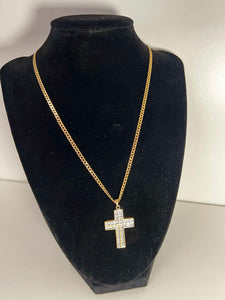 9ct Gold Necklace with 9ct gold & diamond Cross